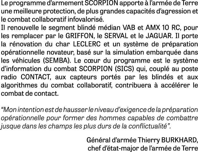 Le programme d armement SCORPION apporte à l armée de Terre une meilleure protection, de plus grandes capacités d agr   