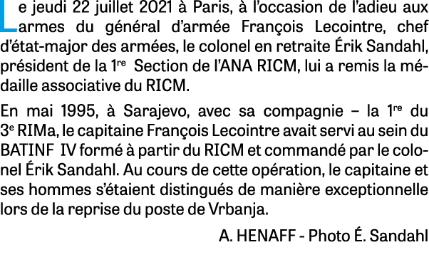 Le jeudi 22 juillet 2021 à Paris, à l occasion de l adieu aux armes du général d armée François Lecointre, chef d éta   