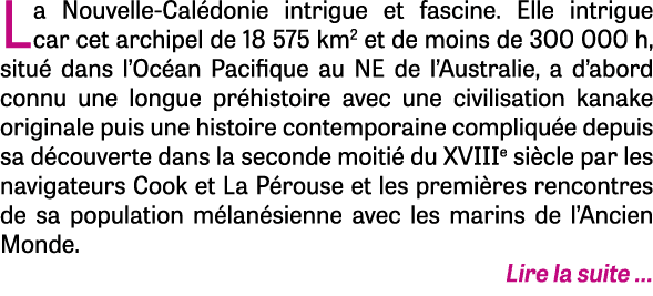 La Nouvelle-Calédonie intrigue et fascine  Elle intrigue car cet archipel de 18 575 km2 et de moins de 300 000 h, sit   