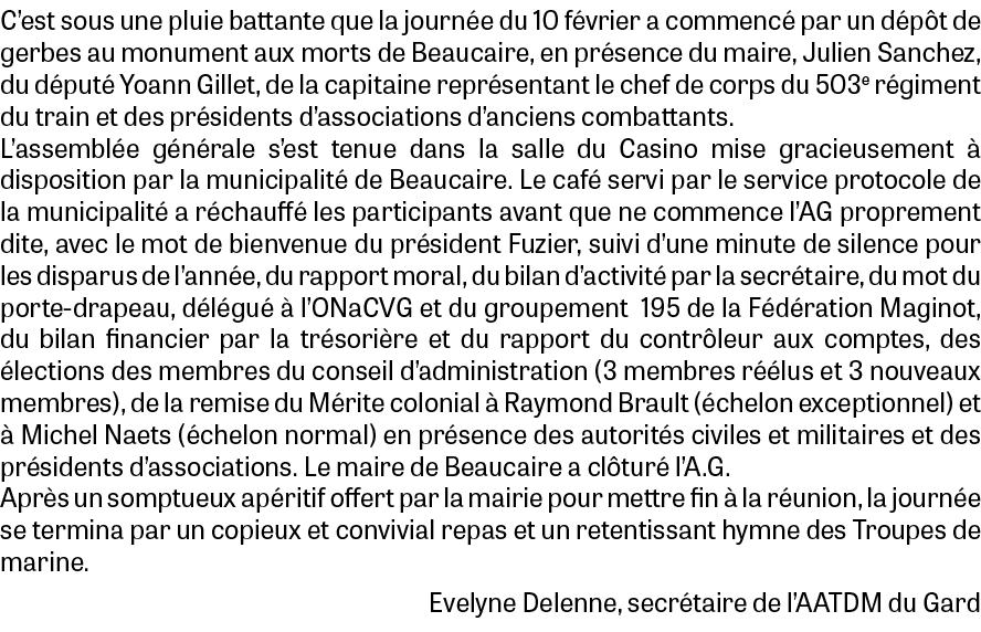 C’est sous une pluie battante que la journ e du 10 f vrier a commenc par un d p t de gerbes au monument aux morts de...