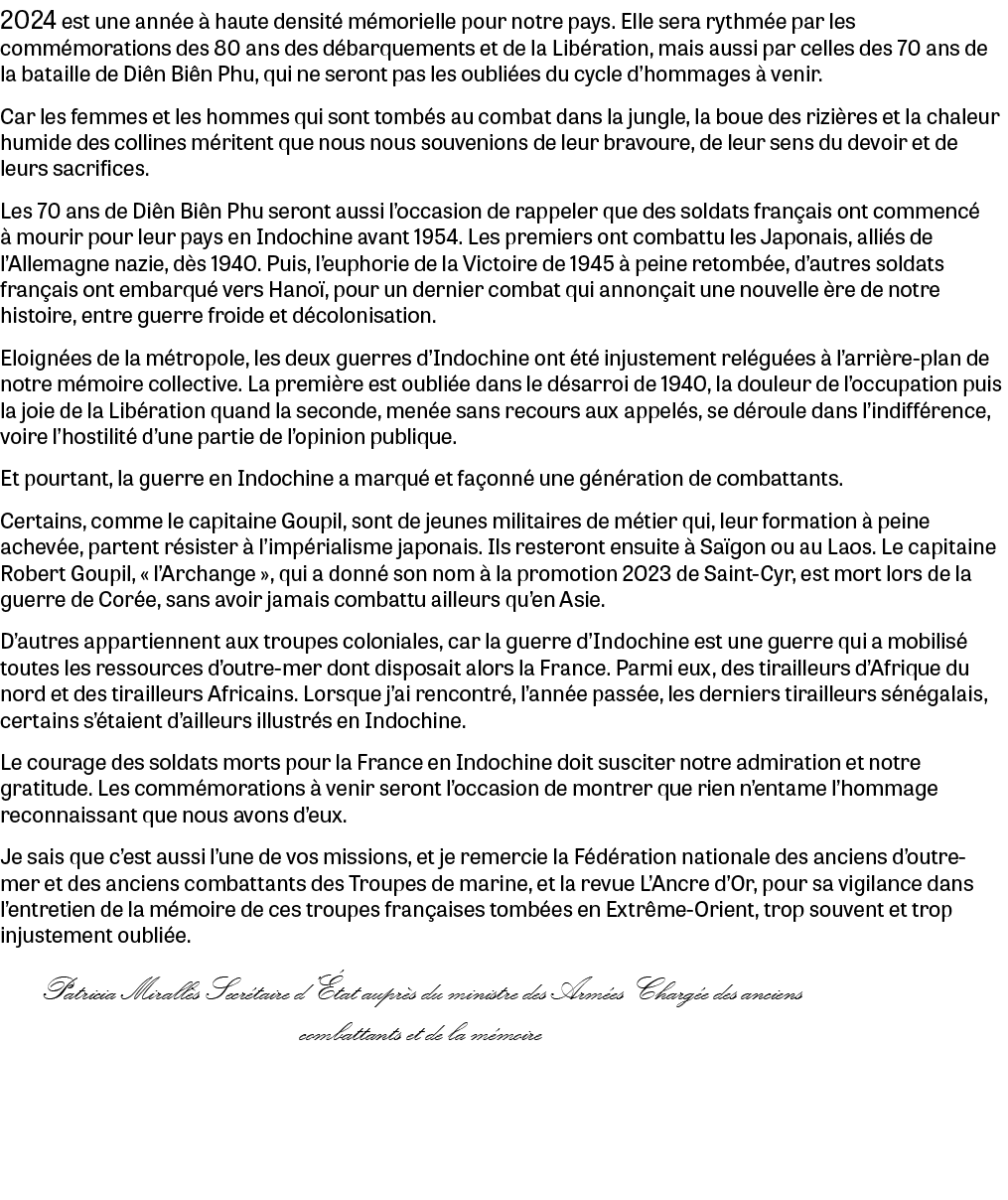 2024 est une ann e  haute densit  m morielle pour notre pays. Elle sera rythm e par les comm morations des 80 ans de...