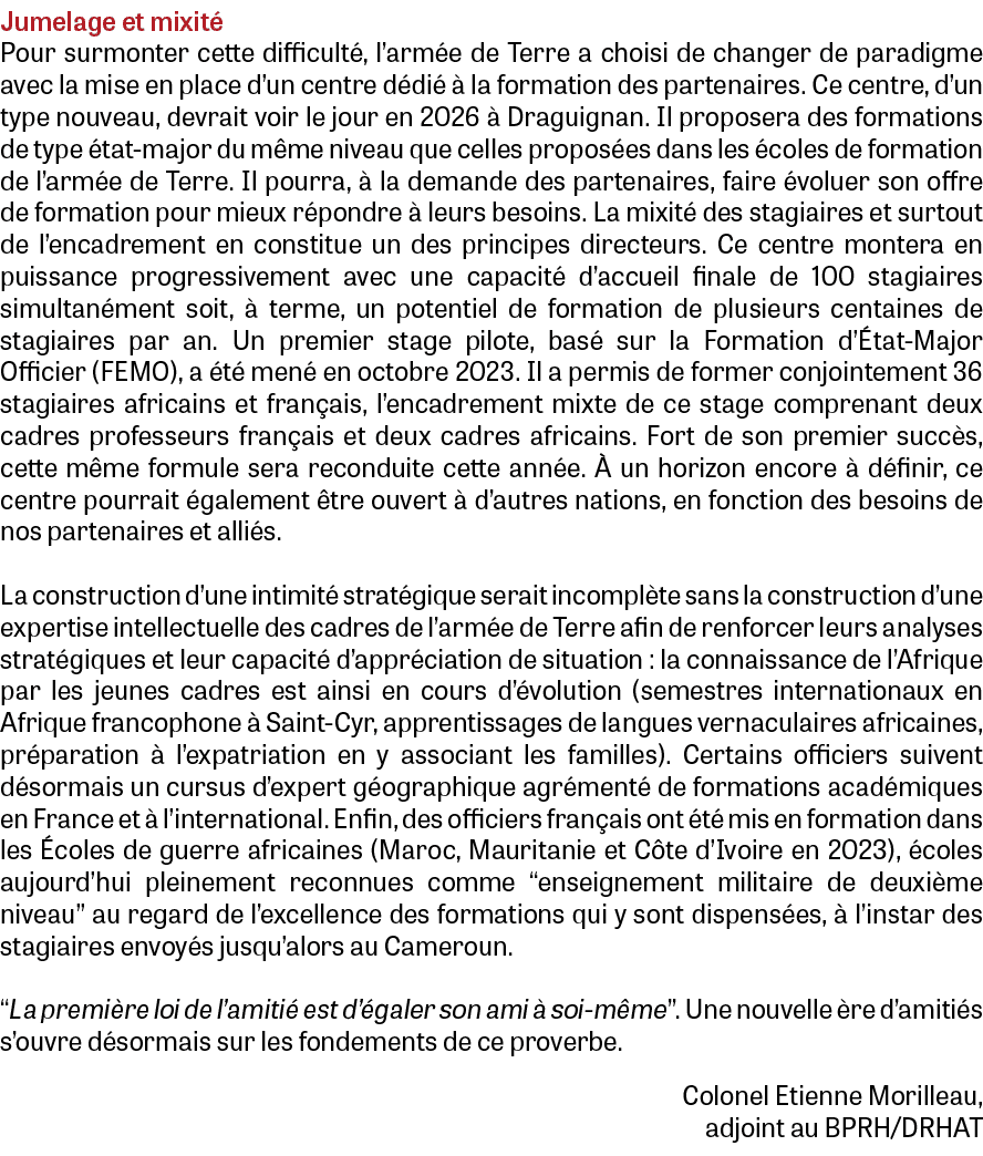 Jumelage et mixit Pour surmonter cette difficult , l’arm e de Terre a choisi de changer de paradigme avec la mise en...