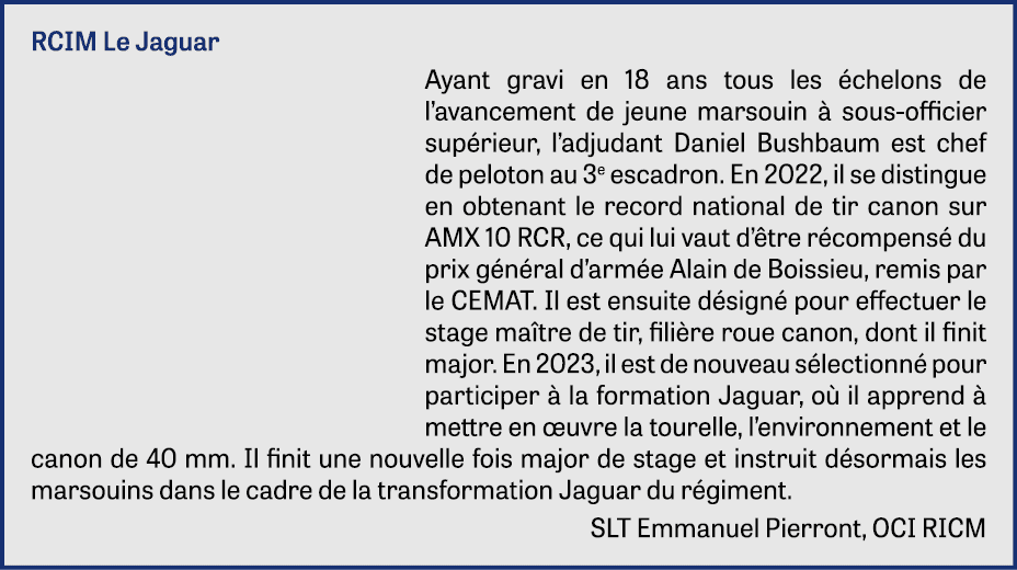 RCIM Le Jaguar Ayant gravi en 18 ans tous les chelons de l’avancement de jeune marsouin   sous-officier sup rieur, l...