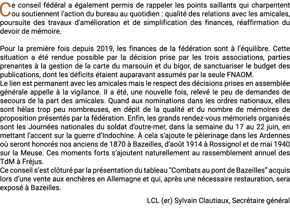 Ce conseil f d ral a galement permis de rappeler les points saillants qui charpentent ou soutiennent l’action du bur...
