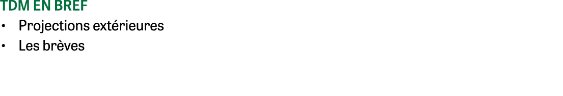 Tdm en bref • Projections ext rieures • Les br ves
