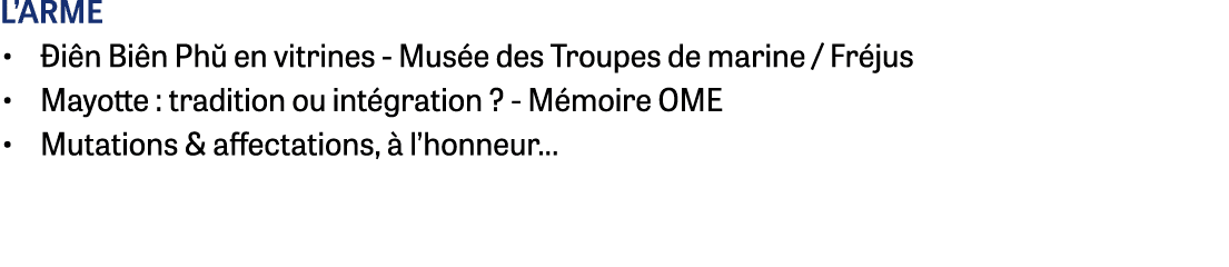 L’arme • i n Bi n Ph  en vitrines - Mus e des Troupes de marine / Fr jus • Mayotte : tradition ou int gration ? - M...