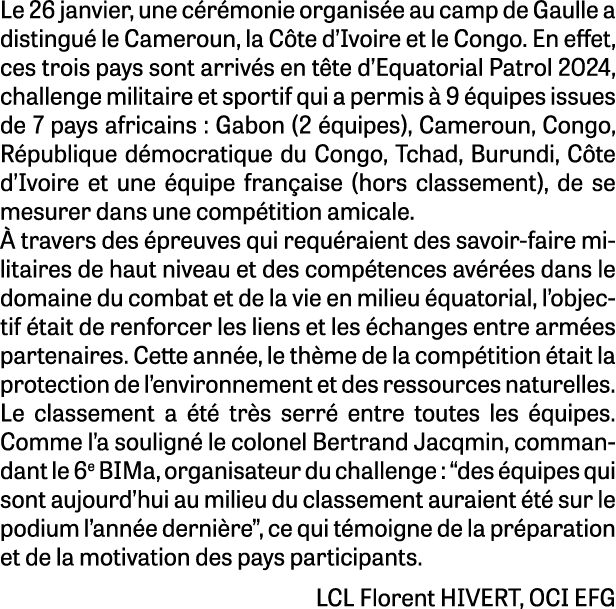 Le 26 janvier, une c r monie organis e au camp de Gaulle a distingu le Cameroun, la C te d’Ivoire et le Congo. En ef...