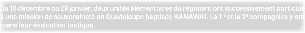 Du 18 d cembre au 29 janvier, deux unit s l mentaires du r giment ont successivement particip    une mission de souv...