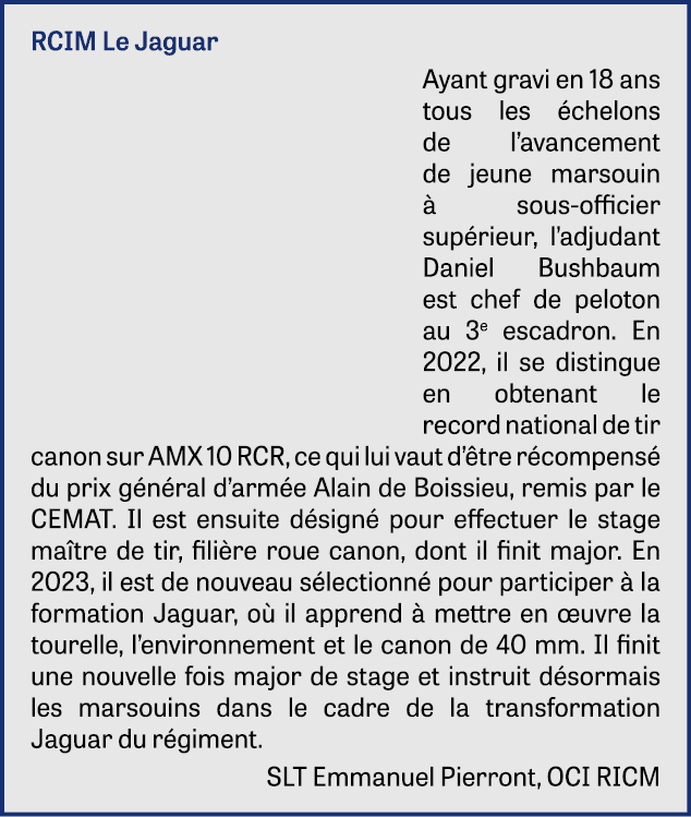 RCIM Le Jaguar Ayant gravi en 18 ans tous les chelons de l’avancement de jeune marsouin   sous-officier sup rieur, l...