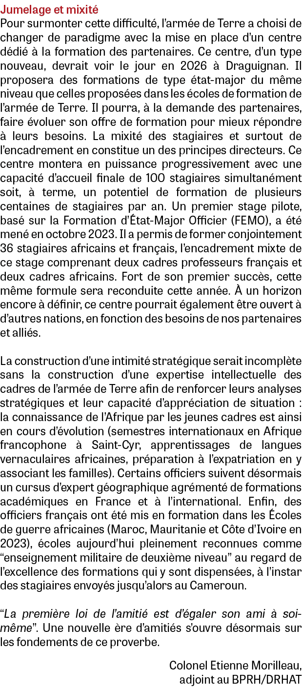 Jumelage et mixit Pour surmonter cette difficult , l’arm e de Terre a choisi de changer de paradigme avec la mise en...