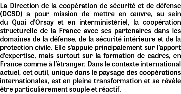 La Direction de la coop ration de s curit et de d fense (DCSD) a pour mission de mettre en  uvre, au sein du Quai d’...