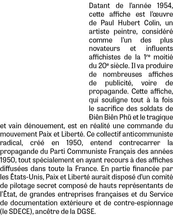 Datant de l’ann e 1954, cette affiche est l’ uvre de Paul Hubert Colin, un artiste peintre, consid r comme l’un des ...