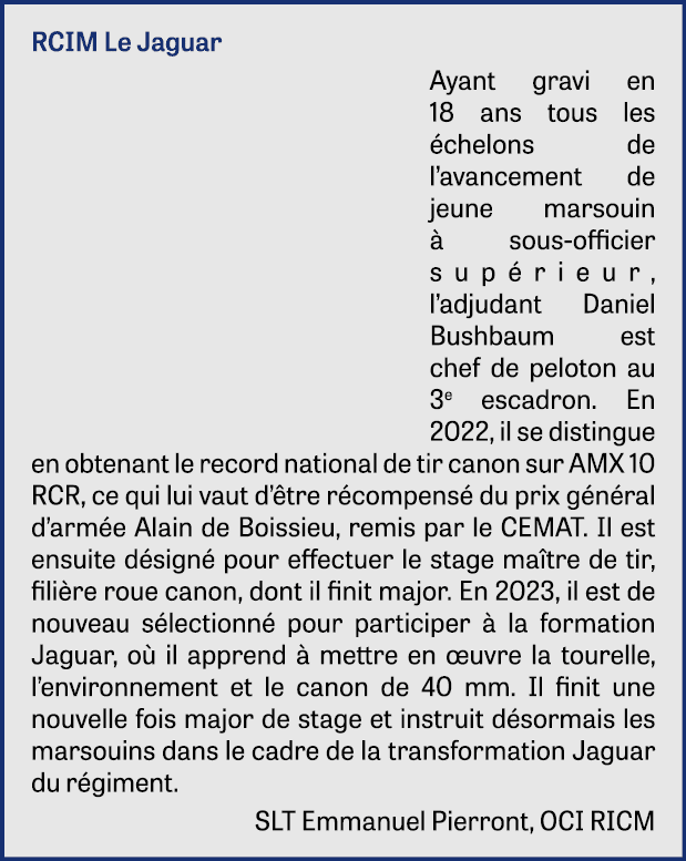 RCIM Le Jaguar Ayant gravi en 18 ans tous les chelons de l’avancement de jeune marsouin   sous-officier sup rieur, l...