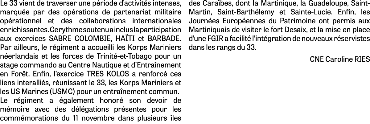 Le 33 vient de traverser une p riode d’activit s intenses, marqu e par des op rations de partenariat militaire op rat...