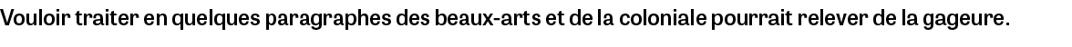 Vouloir traiter en quelques paragraphes des beaux arts et de la coloniale pourrait relever de la gageure.