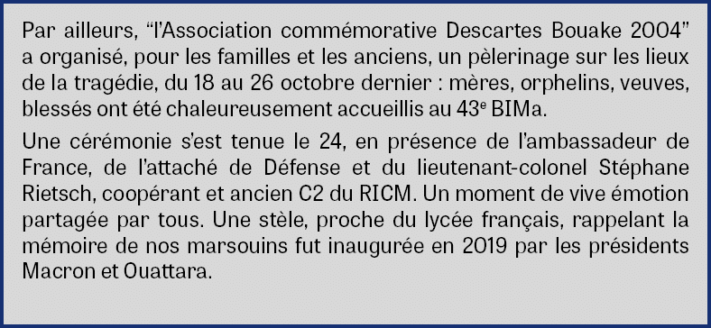 Par ailleurs, “l’Association comm morative Descartes Bouake 2004” a organis , pour les familles et les anciens, un p ...