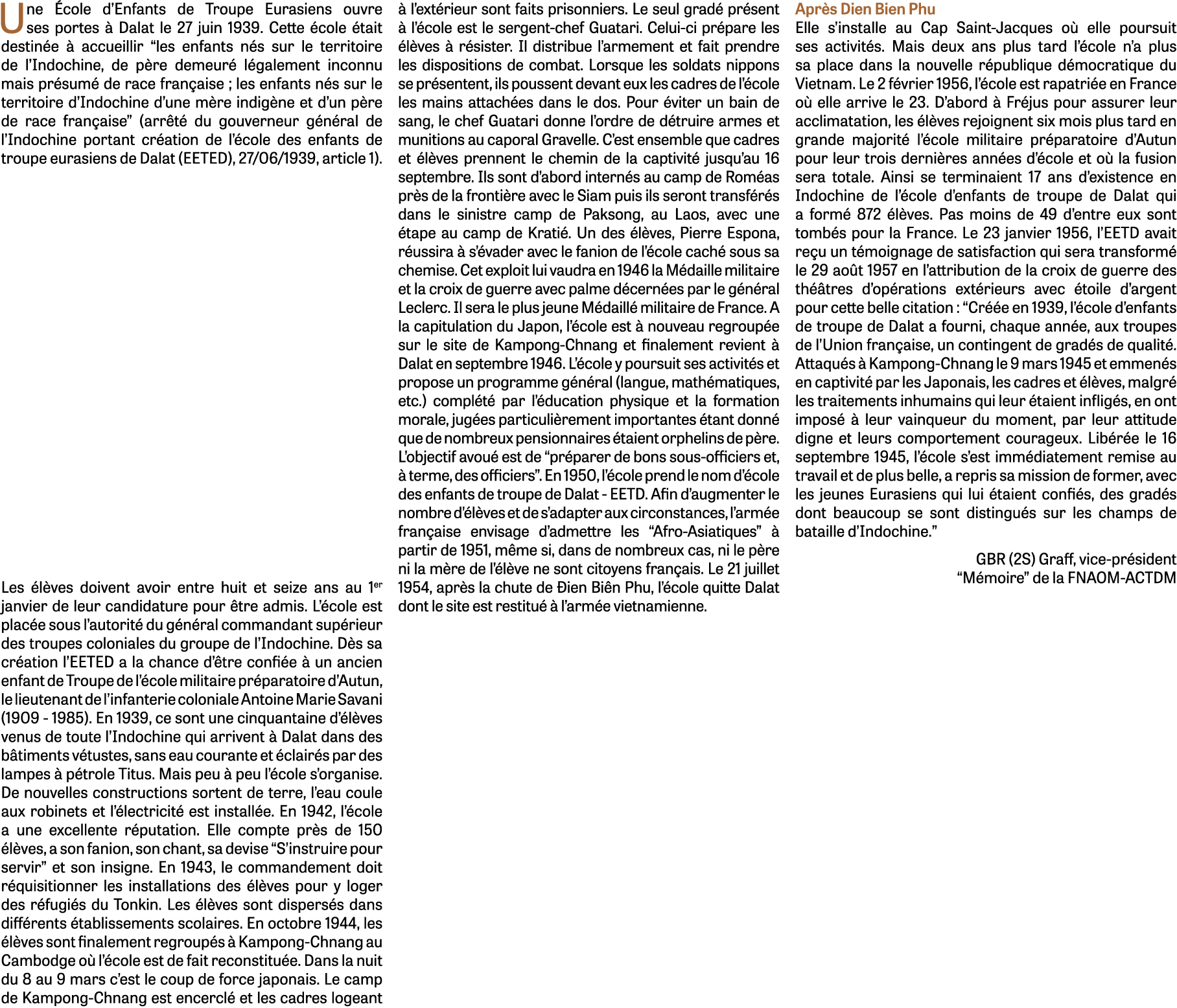 Une cole d’Enfants de Troupe Eurasiens ouvre ses portes   Dalat le 27 juin 1939. Cette  cole  tait destin e   accuei...