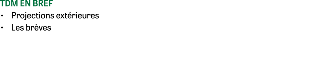 Tdm en bref • Projections ext rieures • Les br ves