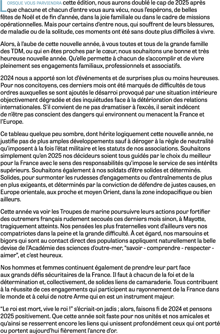 Lorsque vous parviendra cette dition, nous aurons doubl  le cap de 2025 apr s que chacune et chacun d’entre vous aur...