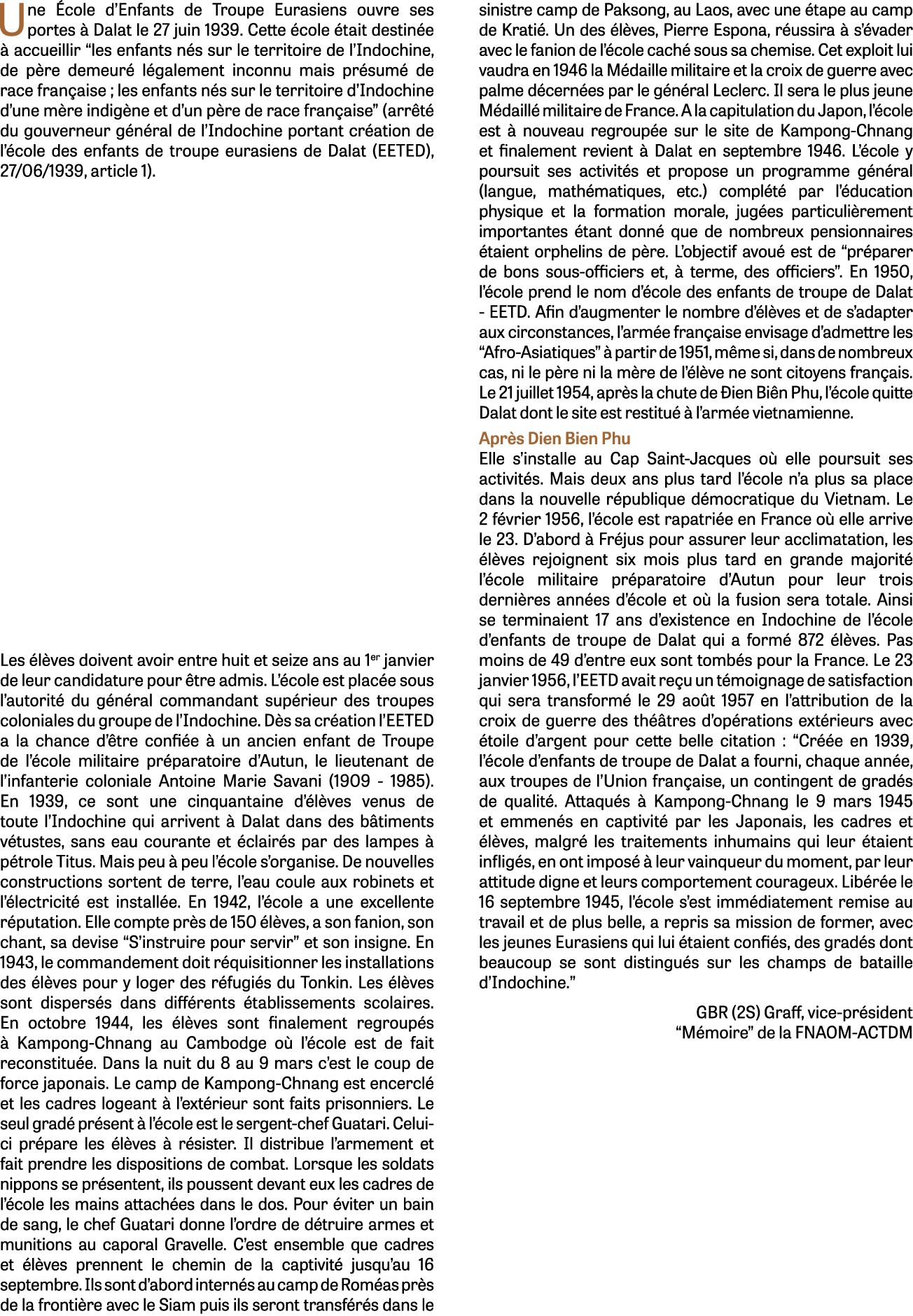 Une cole d’Enfants de Troupe Eurasiens ouvre ses portes   Dalat le 27 juin 1939. Cette  cole  tait destin e   accuei...