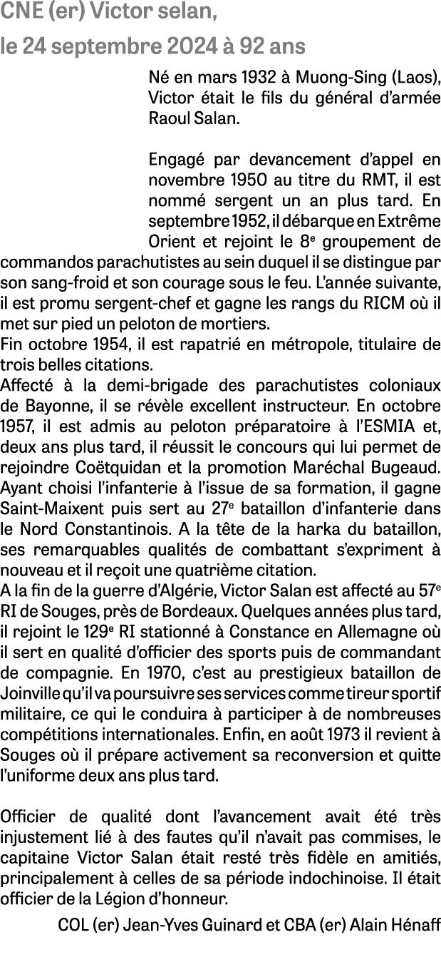 CNE (er) Victor selan, le 24 septembre 2024  92 ans N  en mars 1932   Muong Sing (Laos), Victor  tait le fils du g n...