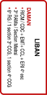 Liban DAMAN • RICM / CDC + EMT+ CCL + ERI 4e esc • 3e RAMa / Section Mistral • 6e RG / 1 section 3e CCG, 1 section 4e...