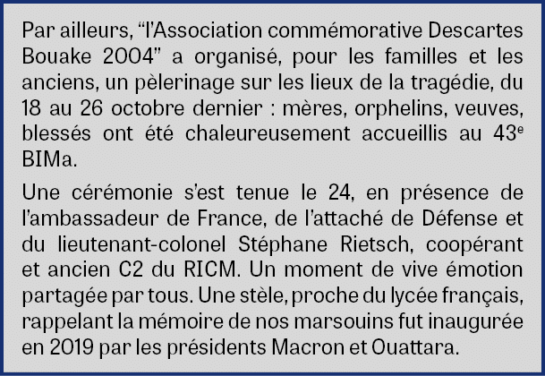Par ailleurs, “l’Association comm morative Descartes Bouake 2004” a organis , pour les familles et les anciens, un p ...