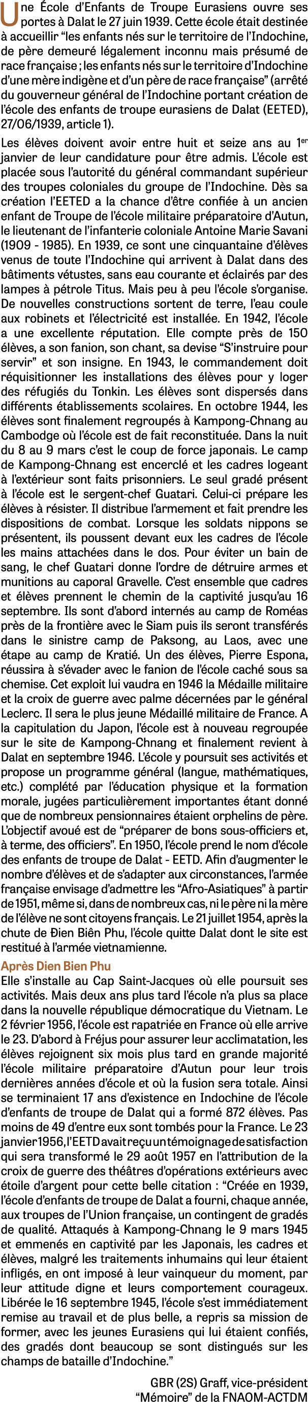 Une cole d’Enfants de Troupe Eurasiens ouvre ses portes   Dalat le 27 juin 1939. Cette  cole  tait destin e   accuei...