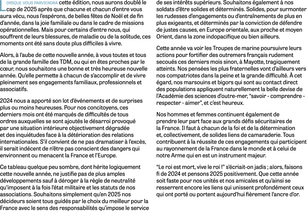 Lorsque vous parviendra cette dition, nous aurons doubl  le cap de 2025 apr s que chacune et chacun d’entre vous aur...