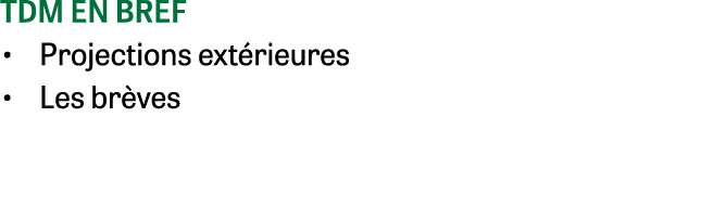 Tdm en bref • Projections ext rieures • Les br ves
