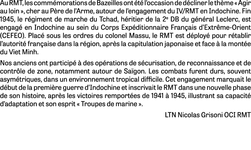 Au RMT, les comm morations de Bazeilles ont t  l’occasion de d cliner le th me « Agir au loin », cher au P re de l’A...