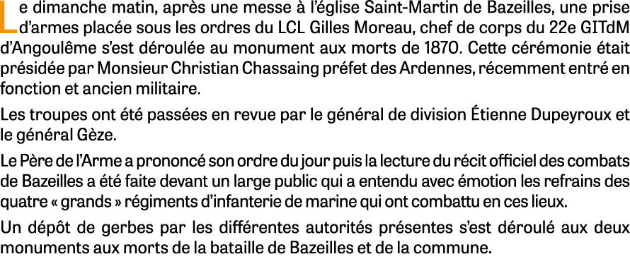 Le dimanche matin, apr s une messe  l’ glise Saint Martin de Bazeilles, une prise d’armes plac e sous les ordres du ...