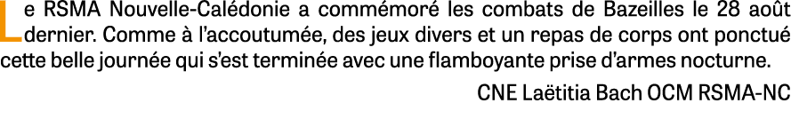 Le RSMA Nouvelle Cal donie a comm mor les combats de Bazeilles le 28 ao t dernier. Comme   l’accoutum e, des jeux di...
