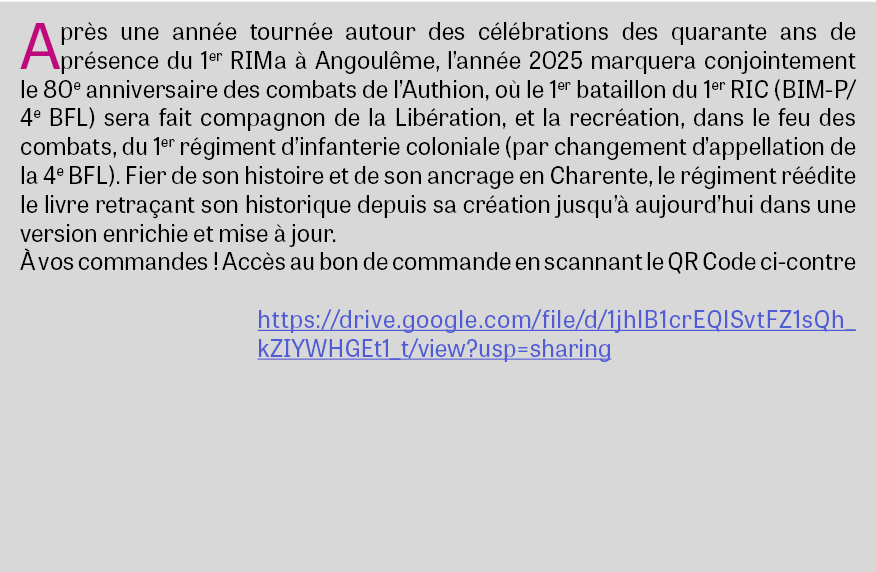 Apr s une ann e tourn e autour des c l brations des quarante ans de pr sence du 1er RIMa  Angoul me, l’ann e 2025 ma...