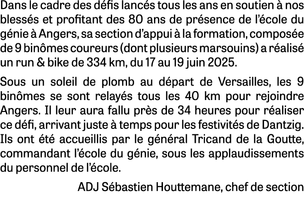 Dans le cadre des d fis lanc s tous les ans en soutien  nos bless s et profitant des 80 ans de pr sence de l’ cole d...