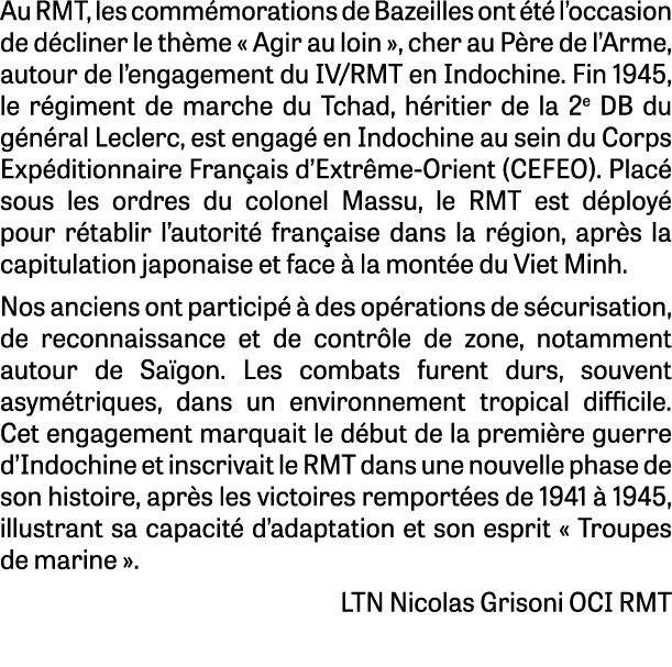 Au RMT, les comm morations de Bazeilles ont t  l’occasion de d cliner le th me « Agir au loin », cher au P re de l’A...