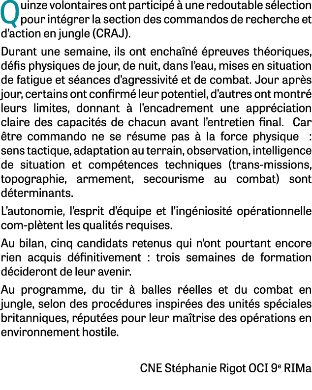 Quinze volontaires ont particip   une redoutable s lection pour int grer la section des commandos de recherche et d’...