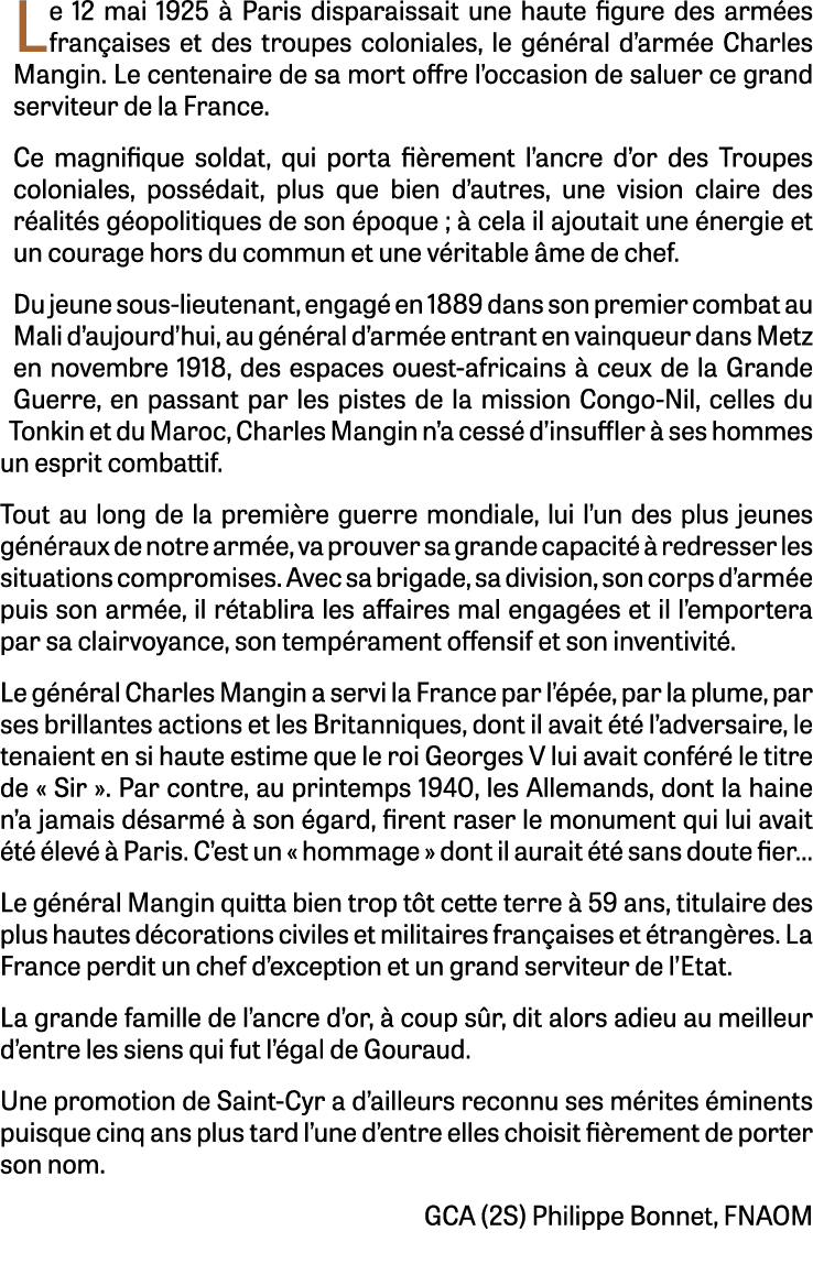 Le 12 mai 1925  Paris disparaissait une haute figure des arm es fran aises et des troupes coloniales, le g n ral d’a...