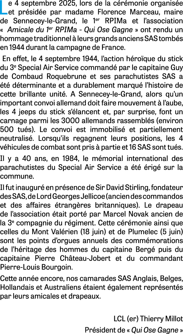 Le 4 septembre 2025, lors de la c r monie organis e et pr sid e par madame Florence Marceau, maire de Sennecey le Gra...