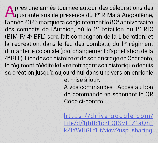 Apr s une ann e tourn e autour des c l brations des quarante ans de pr sence du 1er RIMa  Angoul me, l’ann e 2025 ma...