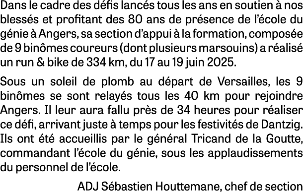 Dans le cadre des d fis lanc s tous les ans en soutien  nos bless s et profitant des 80 ans de pr sence de l’ cole d...