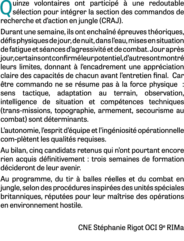 Quinze volontaires ont particip   une redoutable s lection pour int grer la section des commandos de recherche et d’...
