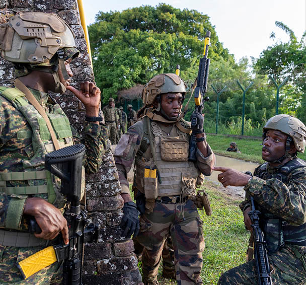 Dans le cadre des activit s de coop ration avec la Barbade, le 33 me r giment d’infanterie de Marine (33 me RIMA) accueille du lundi 25 ao t au vendredi 5 septembre 2025 un d tachement des forces arm es de la Barbade d sign pour partenariat militaire op rationnel baptis  « Sabre ».  Les troupes fran aises et barbad ennes progressent en marche tactique en coop ration.