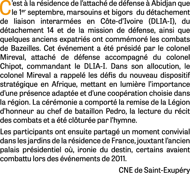 C’est  la r sidence de l’attach  de d fense   Abidjan que le 1er septembre, marsouins et bigors du d tachement de li...