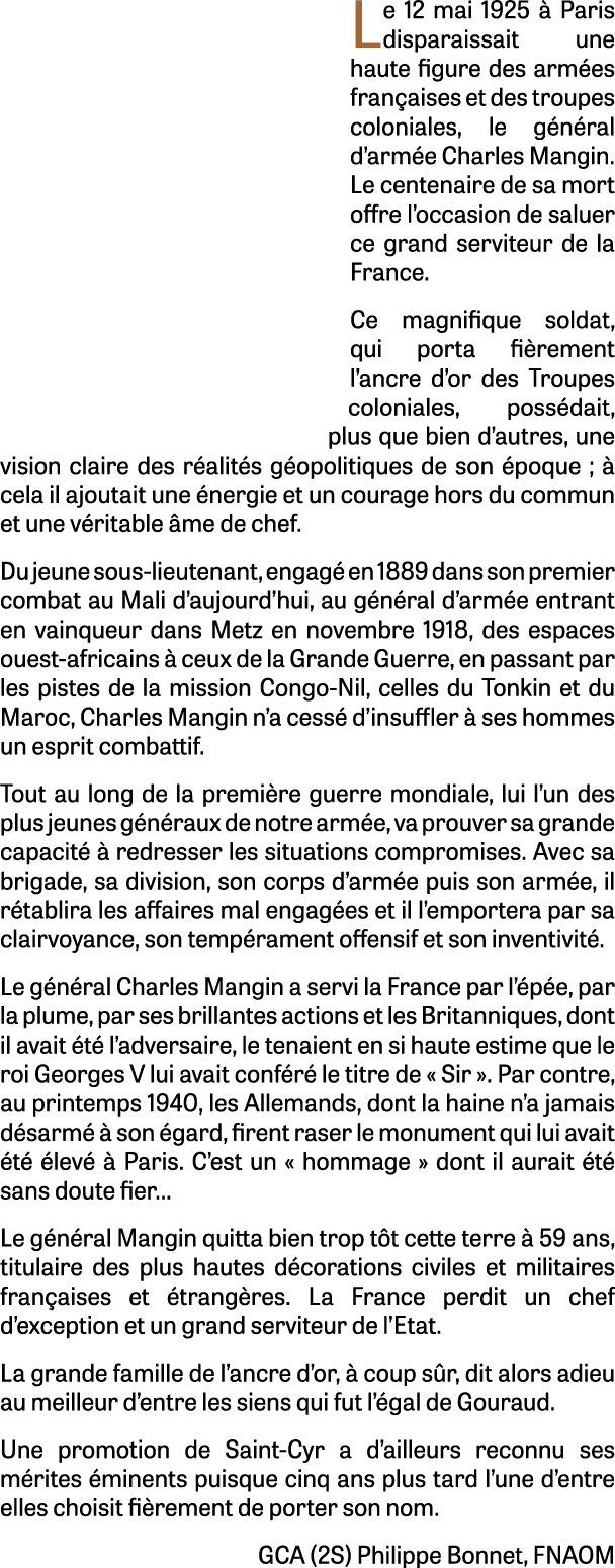 Le 12 mai 1925  Paris disparaissait une haute figure des arm es fran aises et des troupes coloniales, le g n ral d’a...