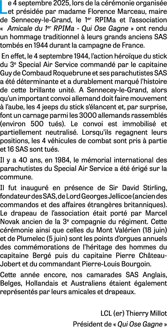 Le 4 septembre 2025, lors de la c r monie organis e et pr sid e par madame Florence Marceau, maire de Sennecey le Gra...