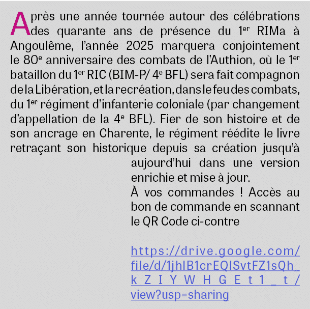 Apr s une ann e tourn e autour des c l brations des quarante ans de pr sence du 1er RIMa  Angoul me, l’ann e 2025 ma...