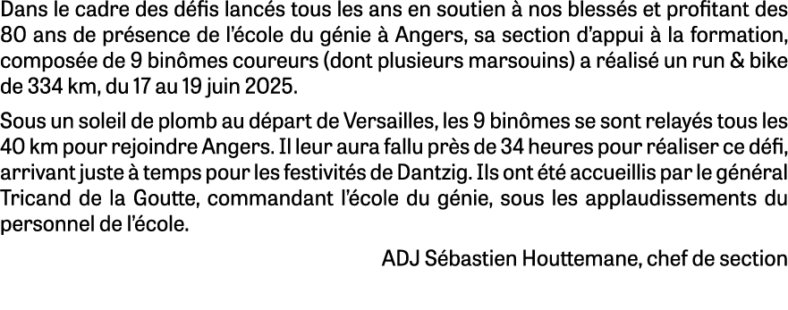 Dans le cadre des d fis lanc s tous les ans en soutien  nos bless s et profitant des 80 ans de pr sence de l’ cole d...