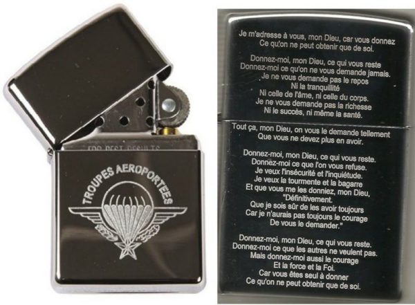 Briquet Zippo TAP Prière du para