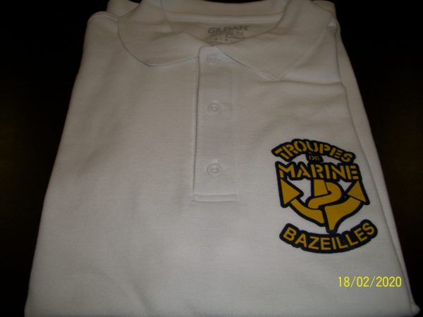 Polo blanc avec logo TDM Bazeilles